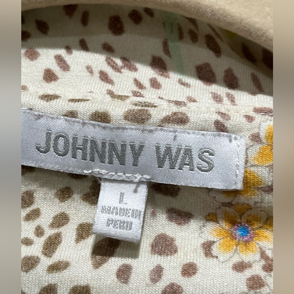 JOHNNY WAS FLORAL Animal Print Button Up PAJAMA TOP in Cream Multi, WOMEN SIZE L - Picture 6 of 8